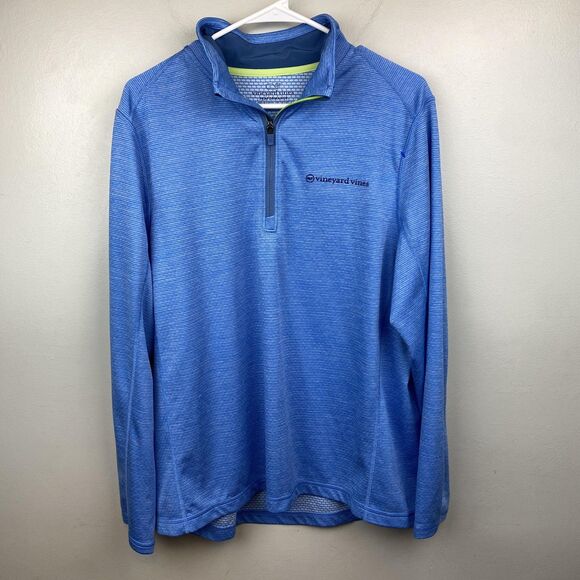Vineyard Vines Pullover Mens Large Blue Performance 1/4 Zip Sweater Lightweight - Picture 1 of 11
